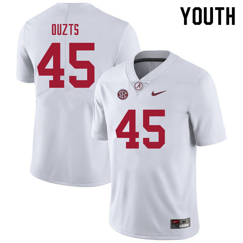 Alabama Crimson Tide Youth Robbie Ouzts #45 White NCAA Nike Authentic Stitched 2021 College Football Jersey EL16O30HJ